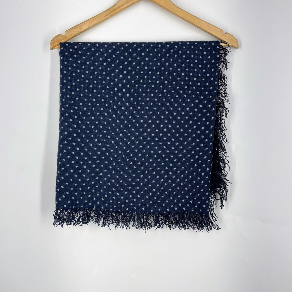 Chan Luu 100% Cashmere‎ Polka Dot 30x30 t Gauze Scarf Eyelash Fringe Trim